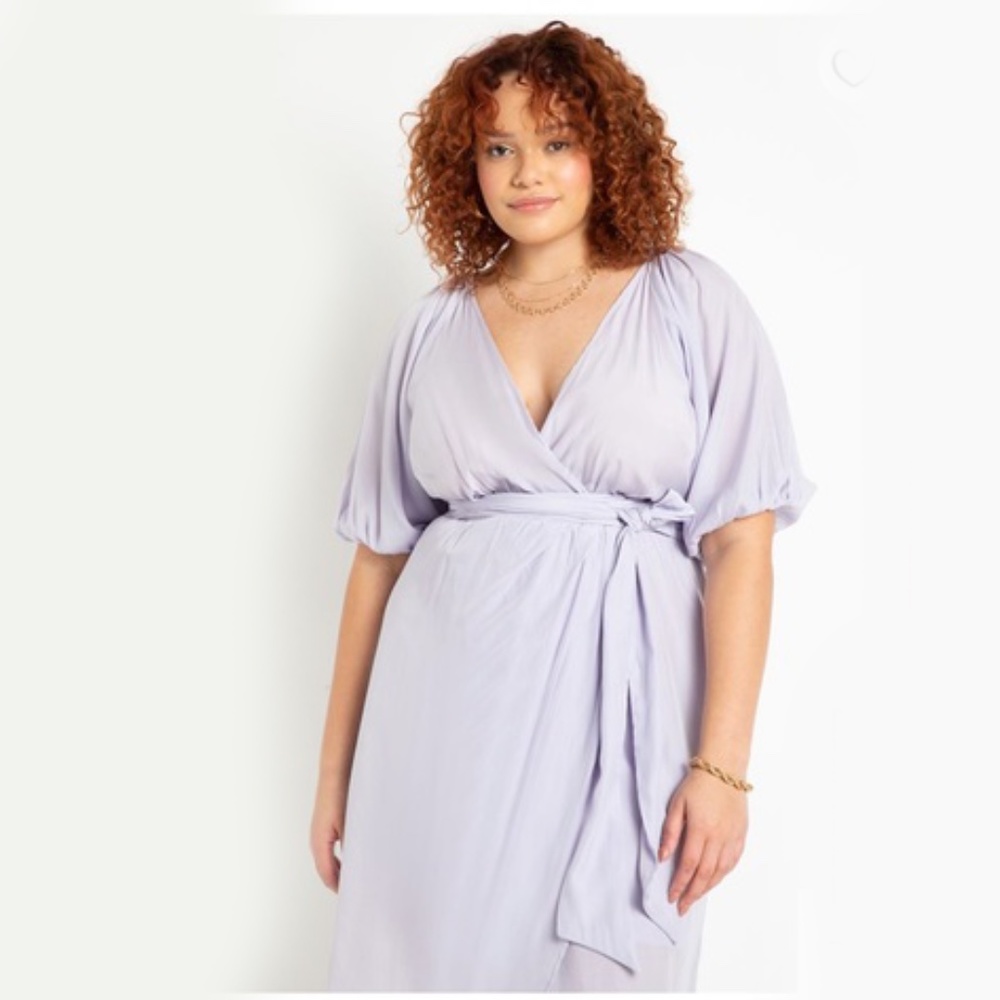 Eloquii Lavendar Full Sleeve Wrap Dress